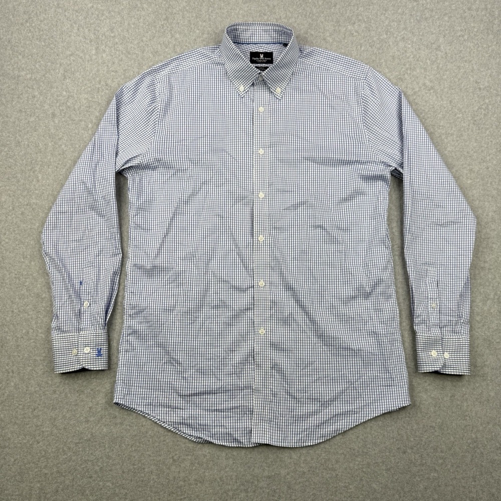Psycho Bunny Shirt Mens 15.5 34/35 Blue Check‎ Button Down Long Sleeve Preppy